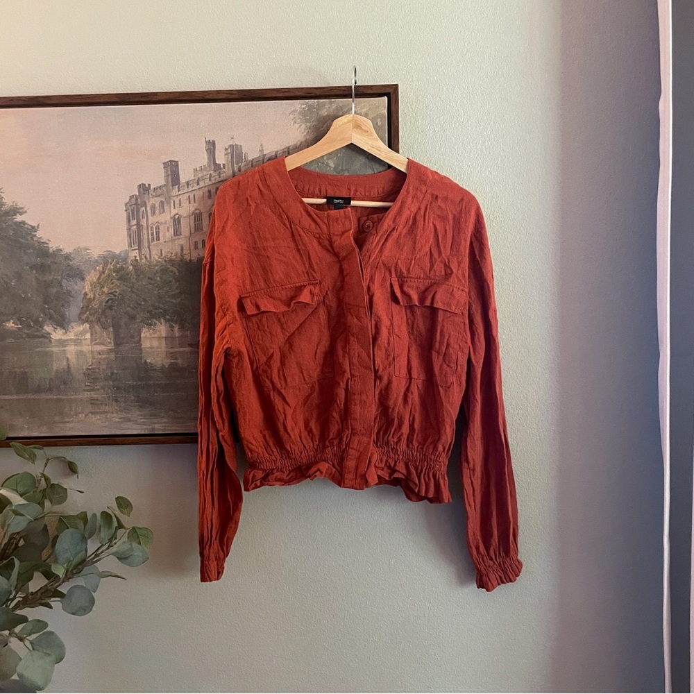 Mossimo Rust Linen Shacket Top